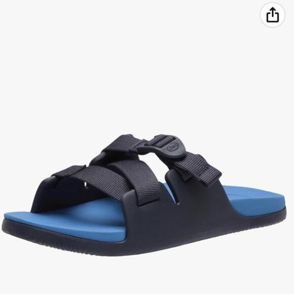 NEW Chacos Chillos Big Kids Black/Blue Slide Sandals, Sz 3, Unisex (C112) - Picture 1 of 6